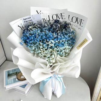 Gradient blue love shape Baby Breath